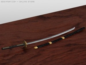 katana on tori stand 3D Модель