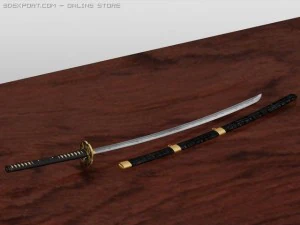 katana on tori stand 3D Model