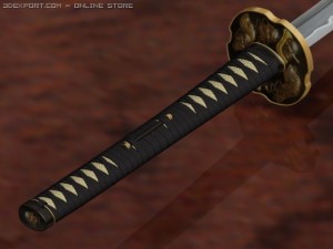 katana on tori stand 3D Модель