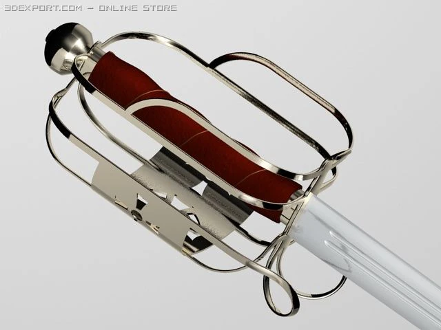 basket hilt broadsword 3D Model .c4d .max .obj .3ds .fbx .stl .blend