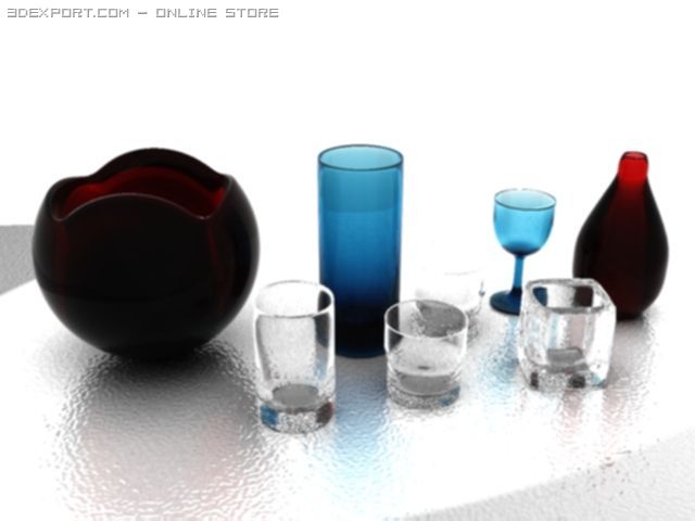 glass collection 3D Model .c4d .max .obj .3ds .fbx .stl .blend