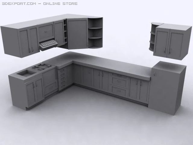 K&uuml;che 3D Modell .c4d .max .obj .3ds .fbx .stl .blend 