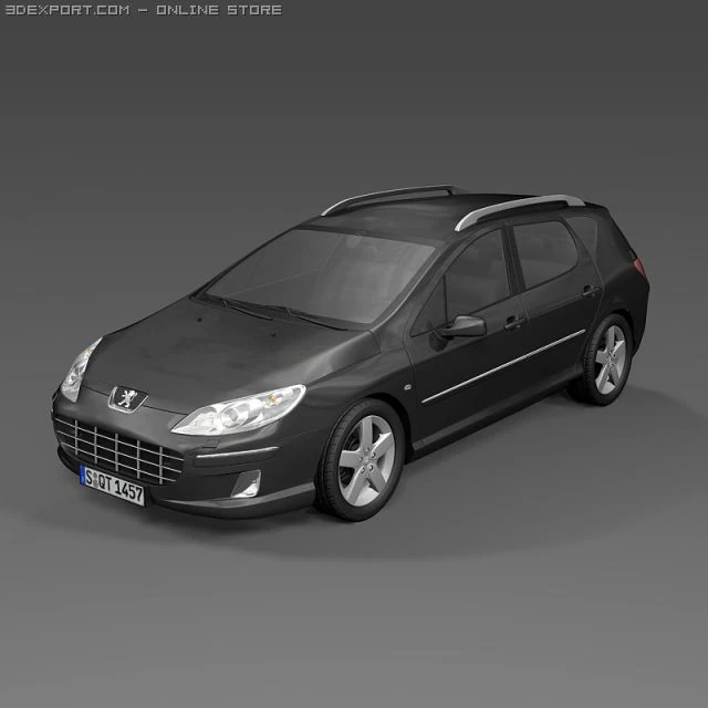 2009 peugeot 407sw 3D Model .c4d .max .obj .3ds .fbx .stl .blend