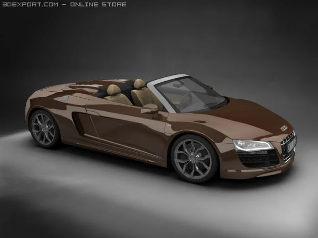 2011 audi r8 spyder 3D Model .c4d .max .obj .3ds .fbx .stl .blend 