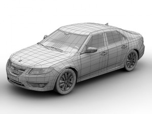 2010 saab 95 sedan 3D 모델