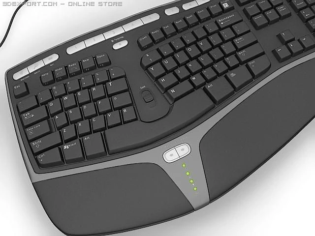 microsoft ergonomic keyboard 3D Model .c4d .max .obj .3ds .fbx .stl .blend 