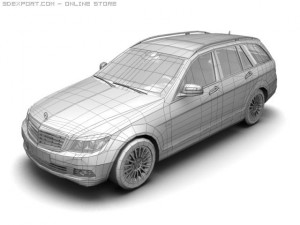2008 merc benz c class estate Modèle 3D