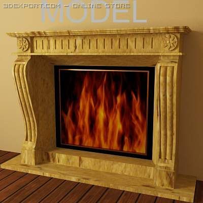 fireplace Model 3D .c4d .max .obj .3ds .fbx .stl .blend 