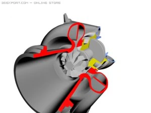 turbo-charger cutaway 3D Model