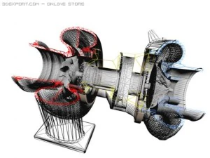 turbo-charger cutaway 3D Model