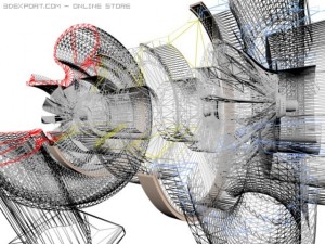turbo-charger: cutaway 3D 모델