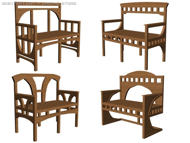 wood sofa Model 3D .c4d .max .obj .3ds .fbx .stl .blend 