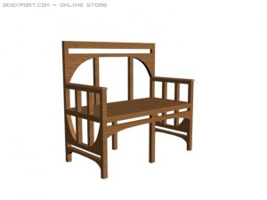 wood sofa Model 3D