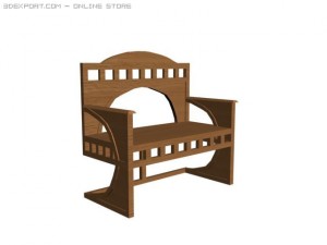 wood sofa Model 3D