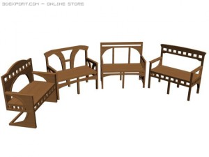 wood sofa Model 3D