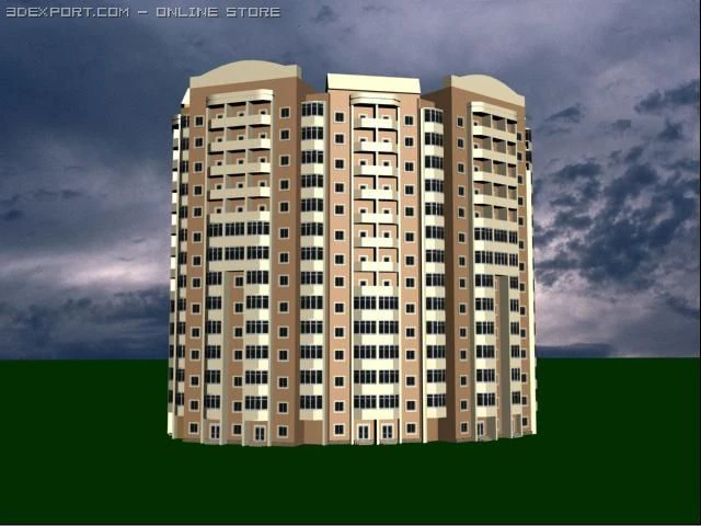 14 floors building 3D Model .c4d .max .obj .3ds .fbx .stl .blend