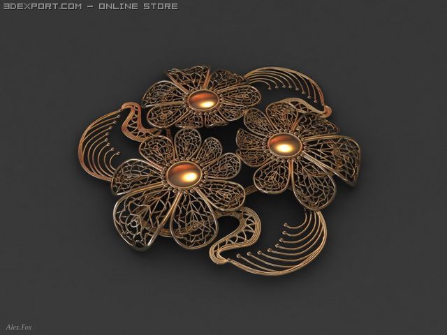 brooch ornament 3D Model .c4d .max .obj .3ds .fbx .stl .blend 