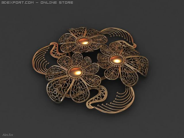 brooch ornament 3D Model .c4d .max .obj .3ds .fbx .stl .blend 
