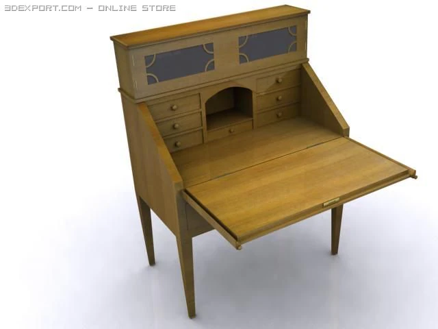 antique desk 3D Model .c4d .max .obj .3ds .fbx .stl .blend 