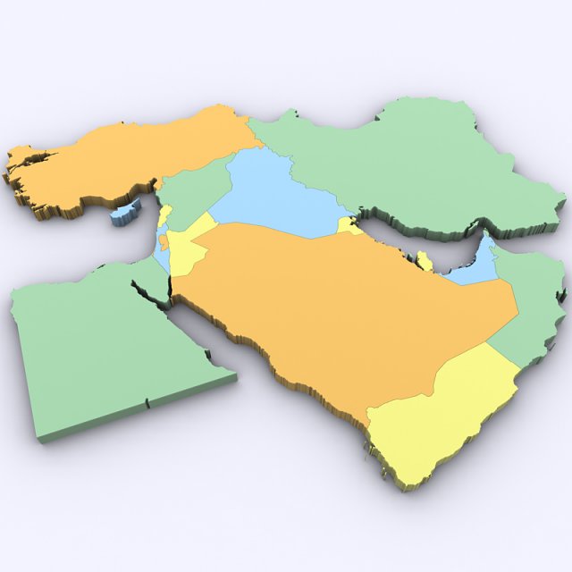 Map of the middle east 3D Model .c4d .max .obj .3ds .fbx .stl .blend 