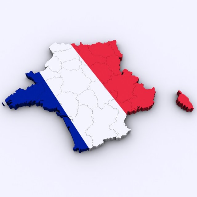 Map of france 3D Model .c4d .max .obj .3ds .fbx .stl .blend 