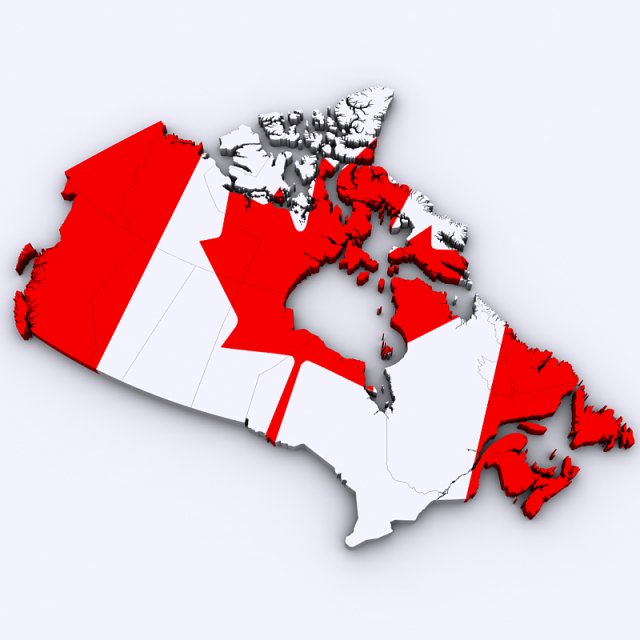 Map of canada 3Dモデル .c4d .max .obj .3ds .fbx .stl .blend 
