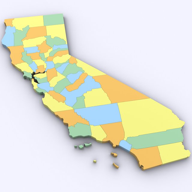 Map of california 3D 모델 .c4d .max .obj .3ds .fbx .stl .blend 