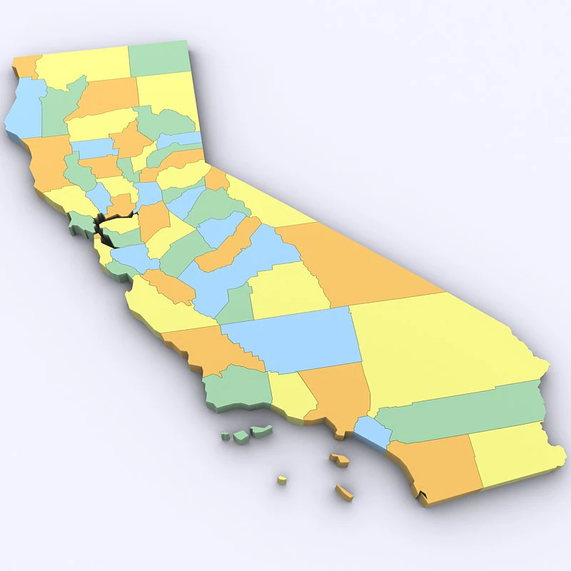 Map of california 3D Model .c4d .max .obj .3ds .fbx .stl .blend 