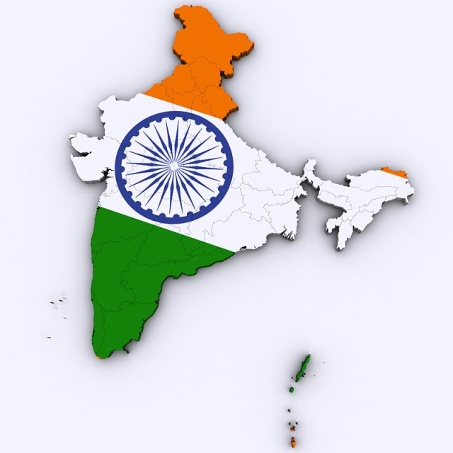 Map of india 3D Модель .c4d .max .obj .3ds .fbx .stl .blend 