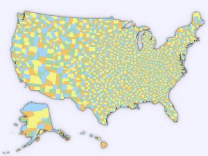 Us political map with counties 3D Model