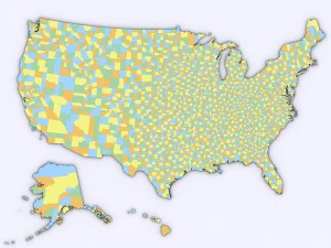 Us political map with counties 3D Model