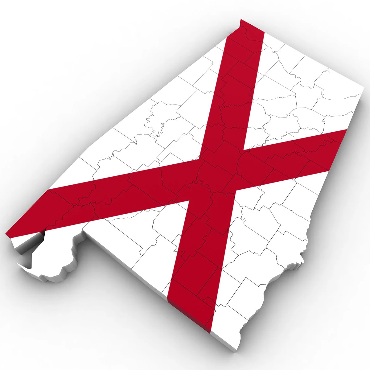 Alabama political map 3D Model .c4d .max .obj .3ds .fbx .stl .blend 