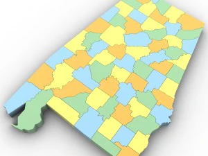 Alabama political map 3D Model