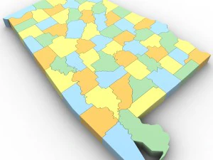 Alabama political map 3D Model