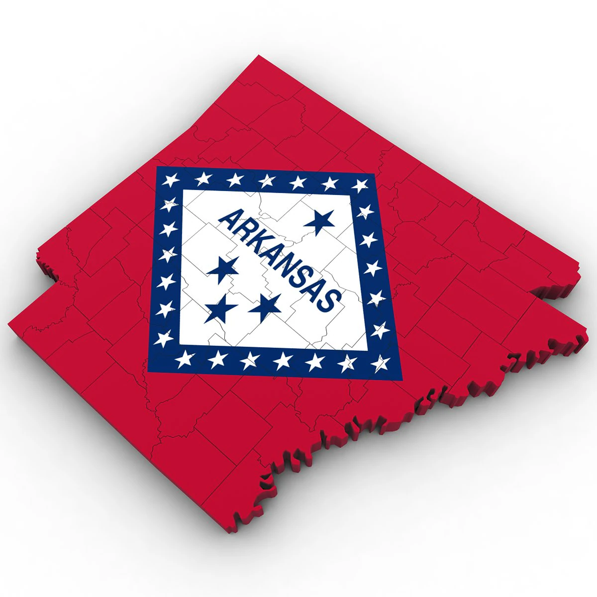 Arkansas political map 3D Model .c4d .max .obj .3ds .fbx .stl .blend 