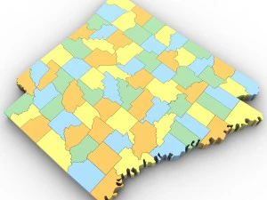 Arkansas political map 3D Model