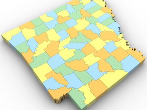 Arkansas political map 3D Модель