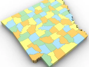 Arkansas political map 3D Model