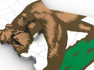 California political map 3D Model