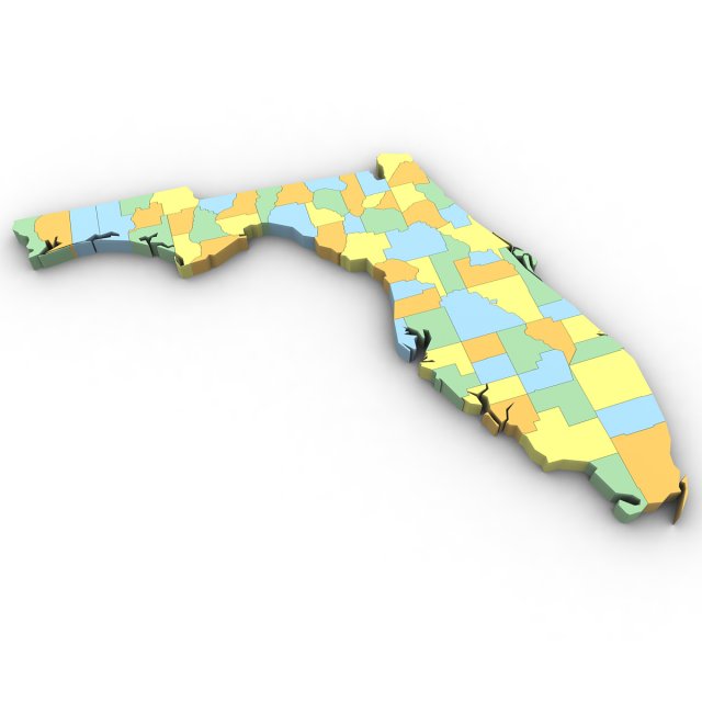 Florida political map 3D Model in Terrain 3DExport