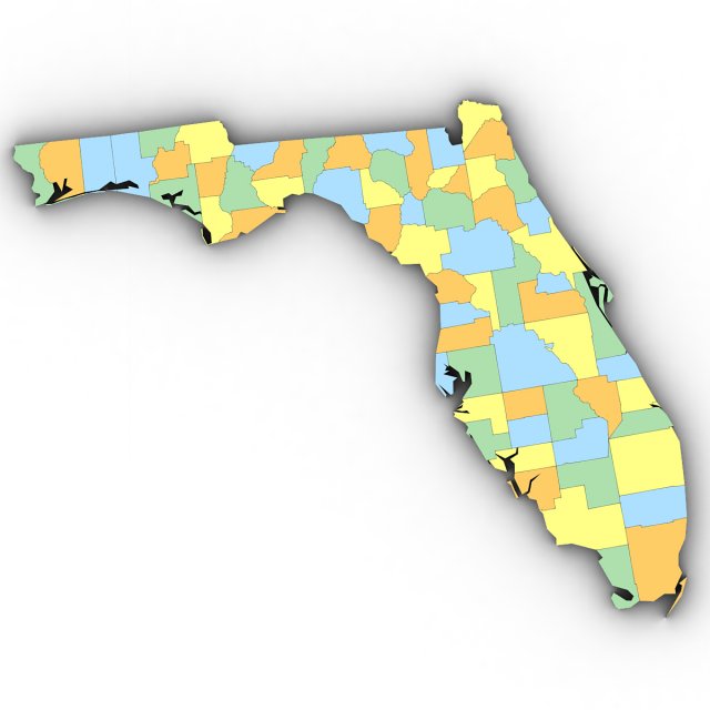 Florida political map 3D Model in Terrain 3DExport