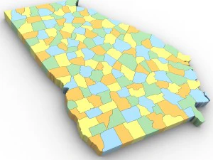 Georgia political map 3D Model