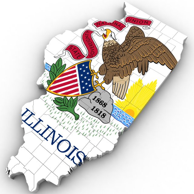 Illinois political map 3D Model .c4d .max .obj .3ds .fbx .stl .blend 