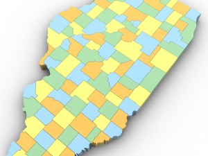 Illinois political map 3D Model