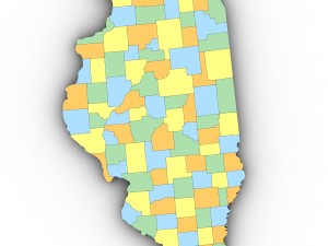 Illinois political map 3D Model