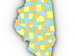 Illinois political map 3D Model