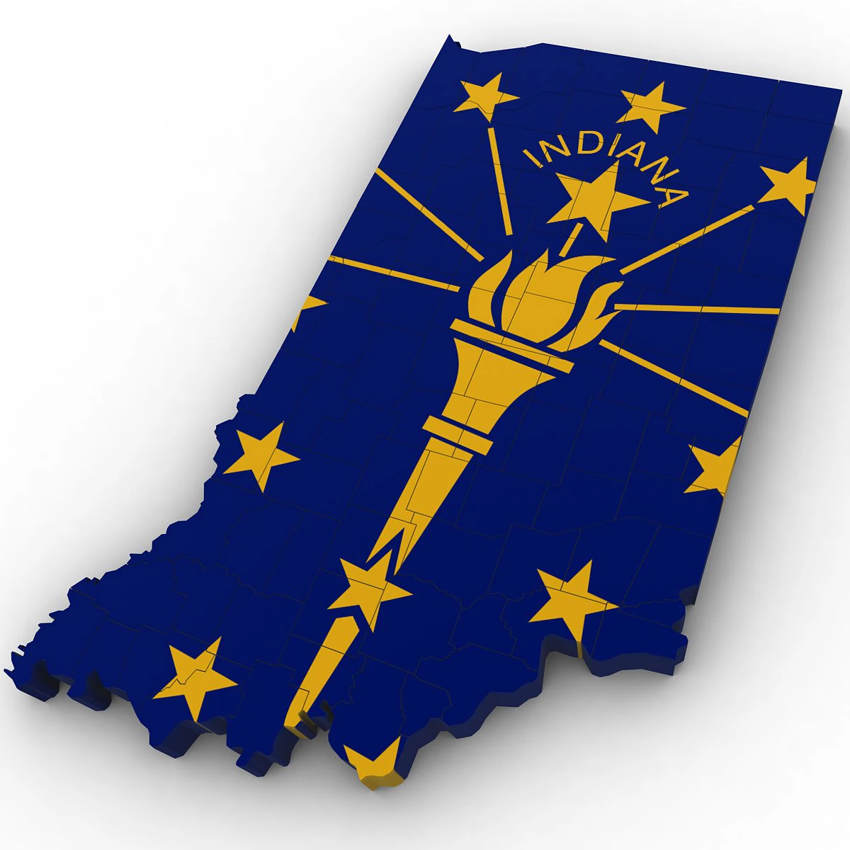 Indiana political map 3D Model .c4d .max .obj .3ds .fbx .stl .blend