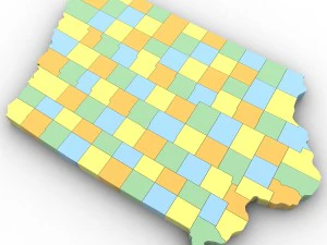 Iowa political map 3D Model