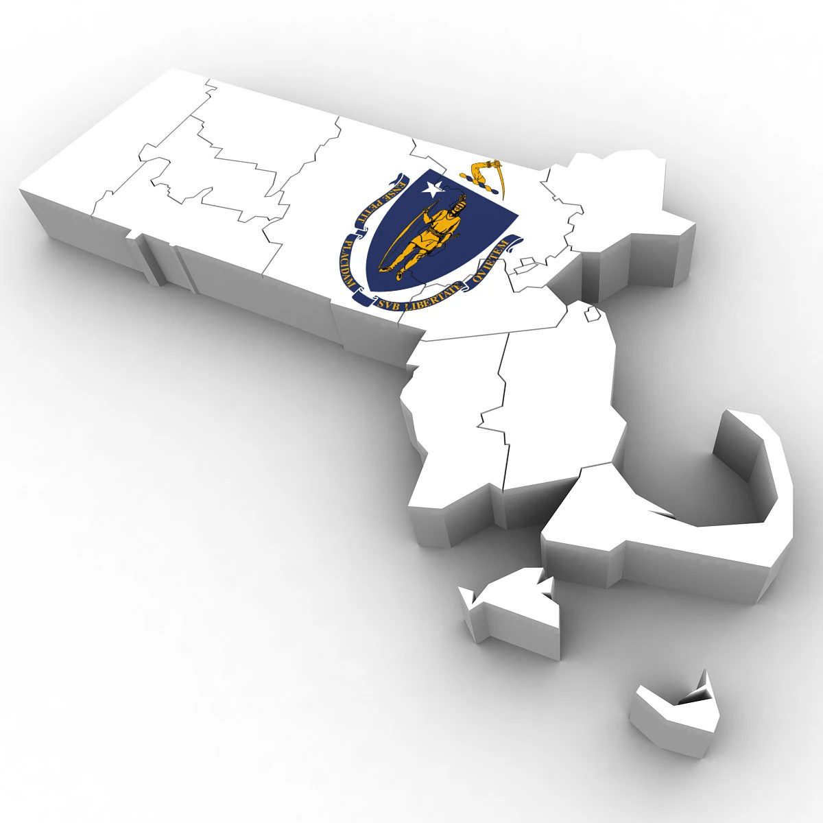Massachusetts political map 3D Model .c4d .max .obj .3ds .fbx .stl .blend