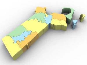 Massachusetts political map 3D Model